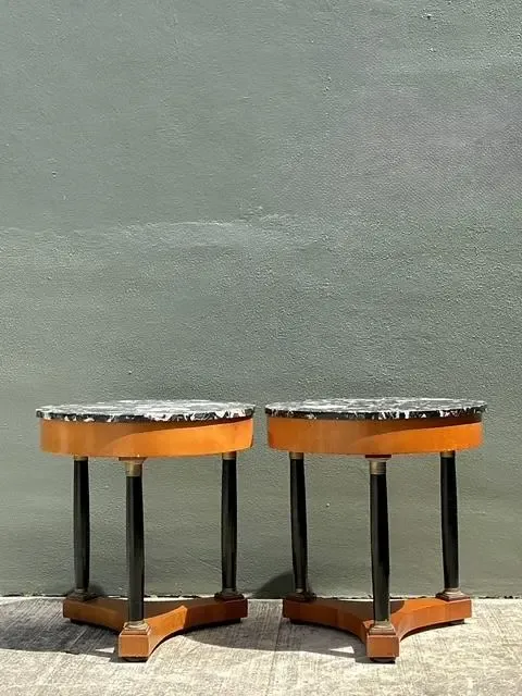 Vintage Italian Neoclassical Stone Top Side Tables - A Pair — additional photo 2