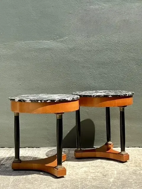 Vintage Italian Neoclassical Stone Top Side Tables - A Pair — additional photo 3