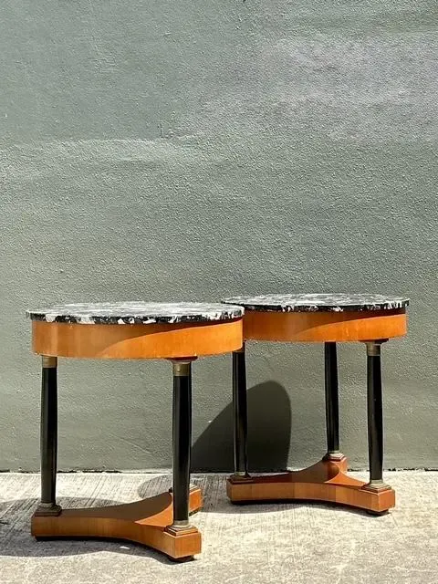 Vintage Italian Neoclassical Stone Top Side Tables - A Pair — additional photo 4