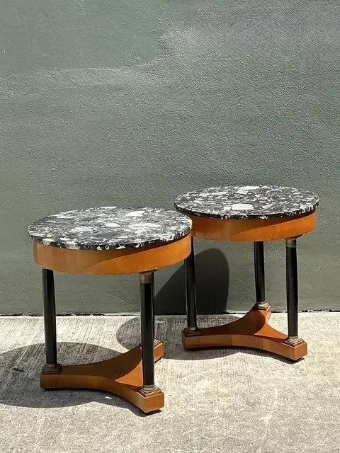 Vintage Italian Neoclassical Stone Top Side Tables - A Pair — additional photo 6