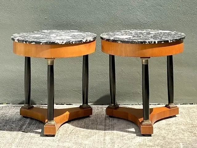 Vintage Italian Neoclassical Stone Top Side Tables - A Pair — additional photo 7