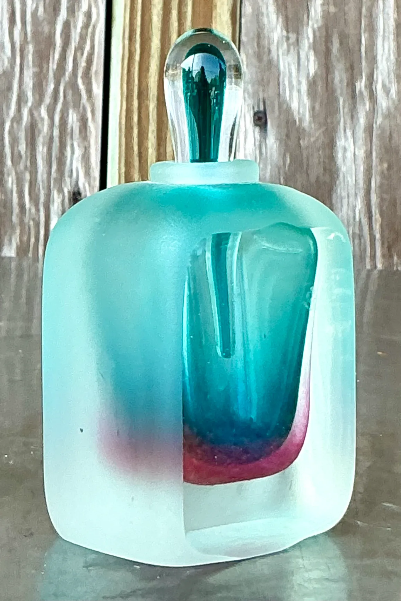 Vintage Italian Ombre Glass Bottle After Murano — additional photo 2
