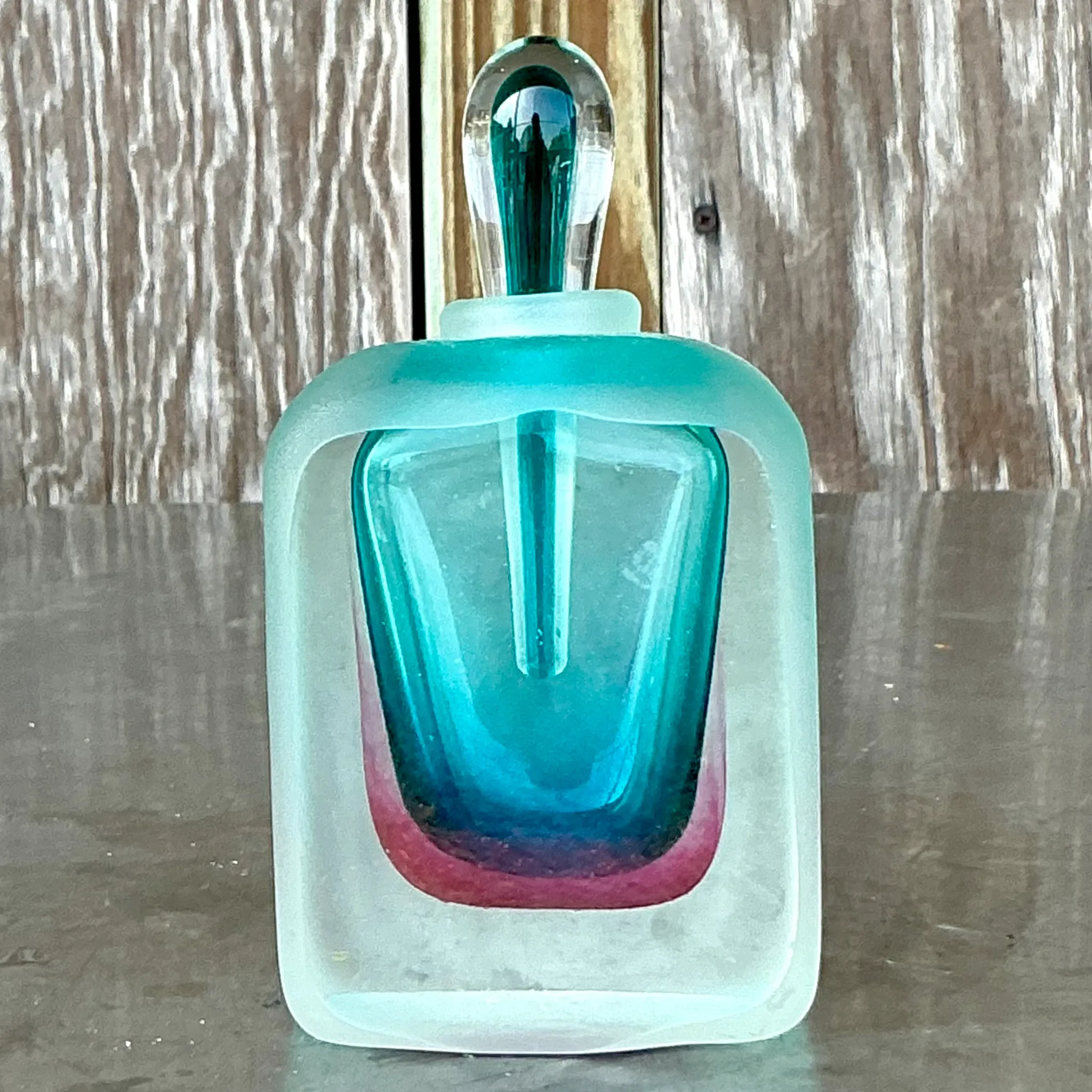 Vintage Italian Ombre Glass Bottle After Murano — additional photo 4