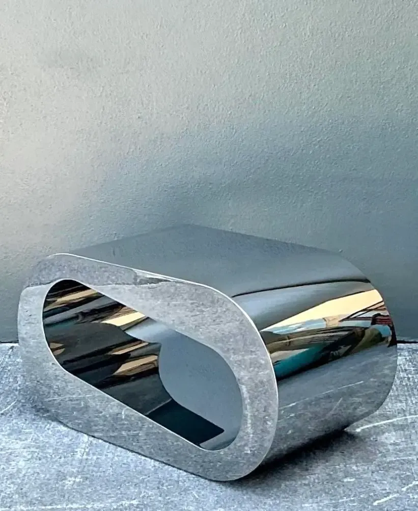 Vintage Italian Polished Chrome Coffee Table — additional photo 2