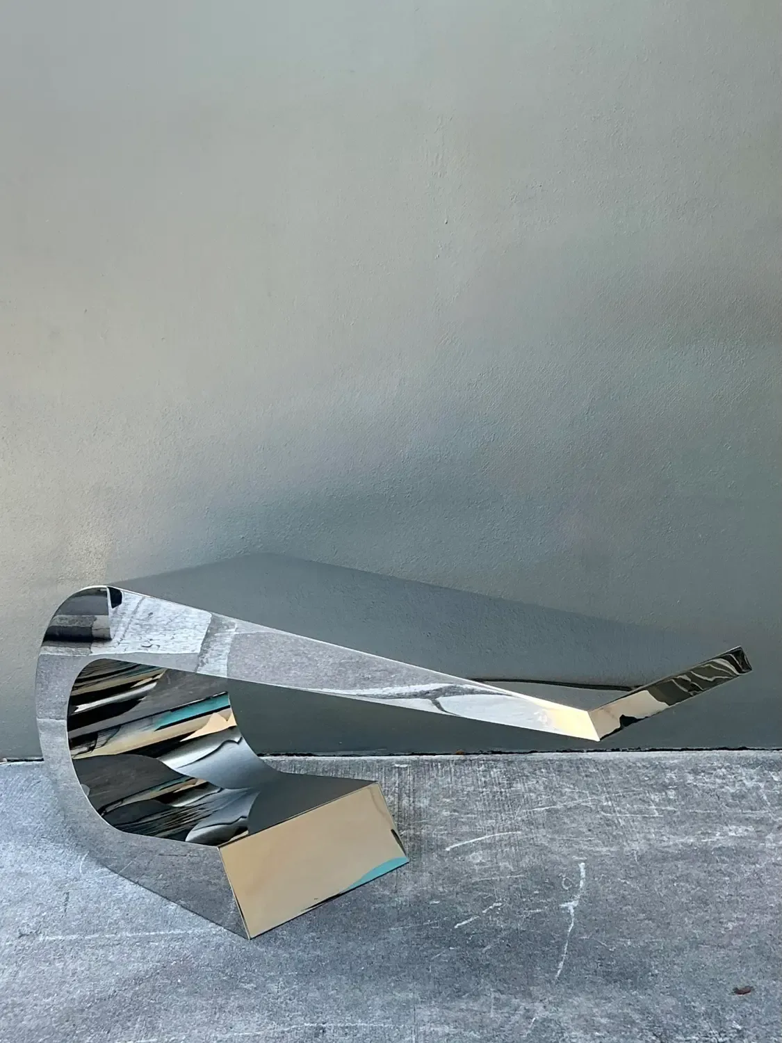Vintage Italian Polished Chrome Giancarlo Pretazzoli Onda-C Desk — additional photo 3