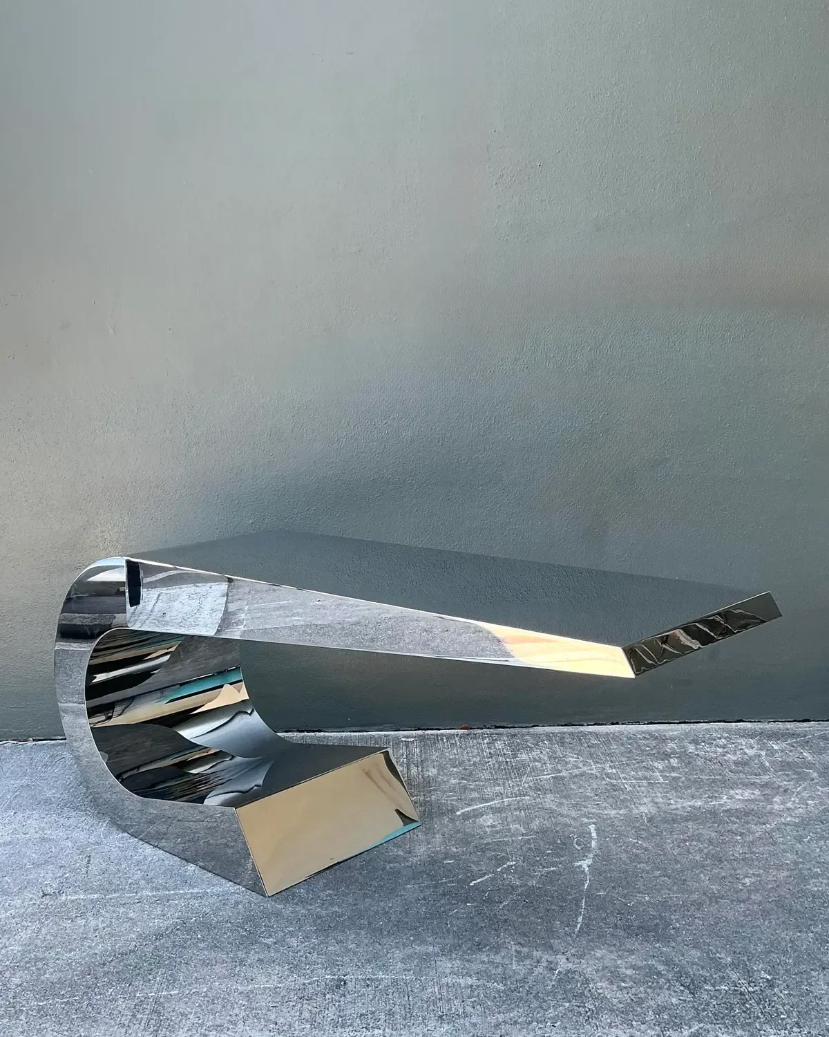 Vintage Italian Polished Chrome Giancarlo Pretazzoli Onda-C Desk — additional photo 4