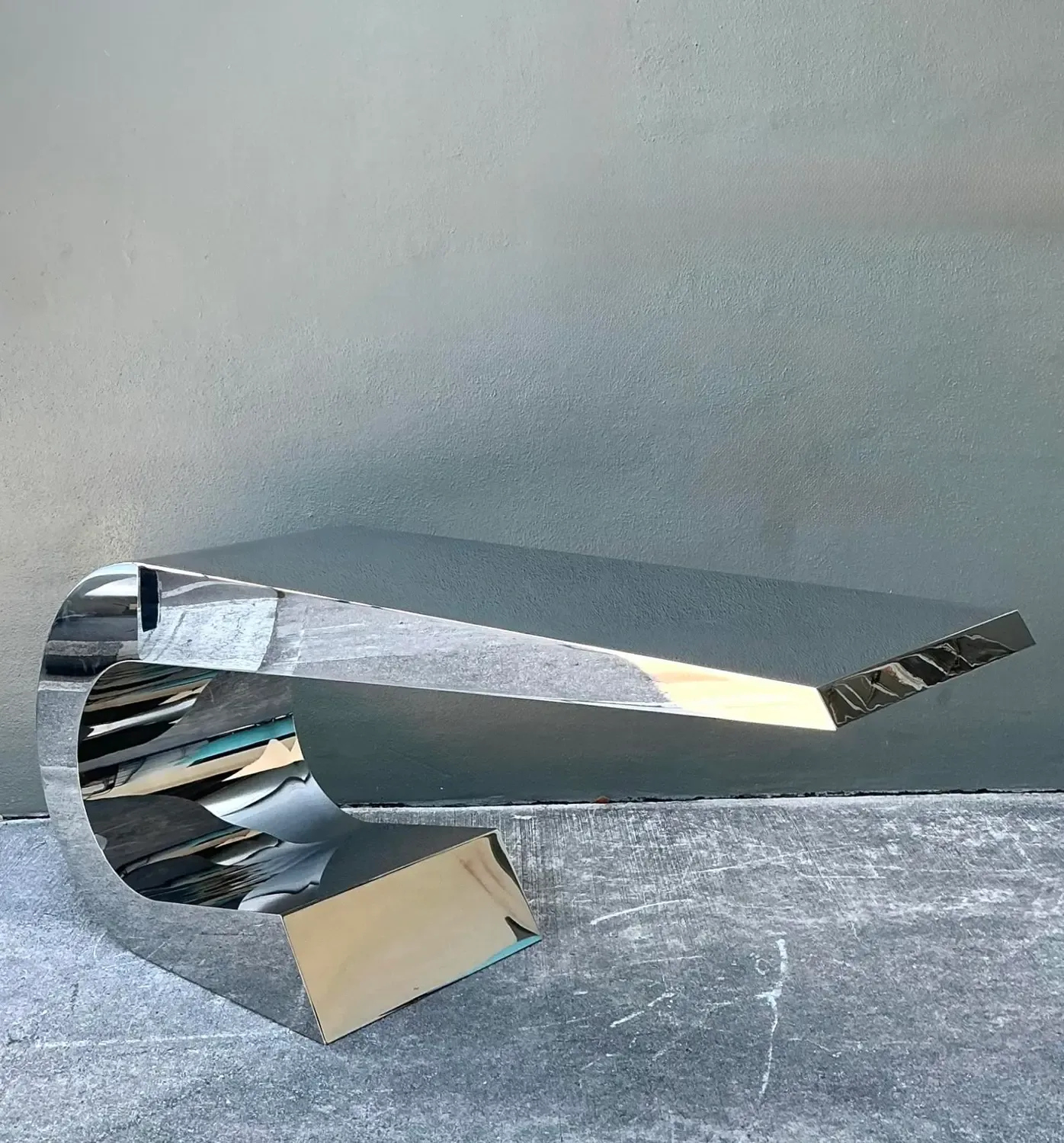 Vintage Italian Polished Chrome Giancarlo Pretazzoli Onda-C Desk — additional photo 6