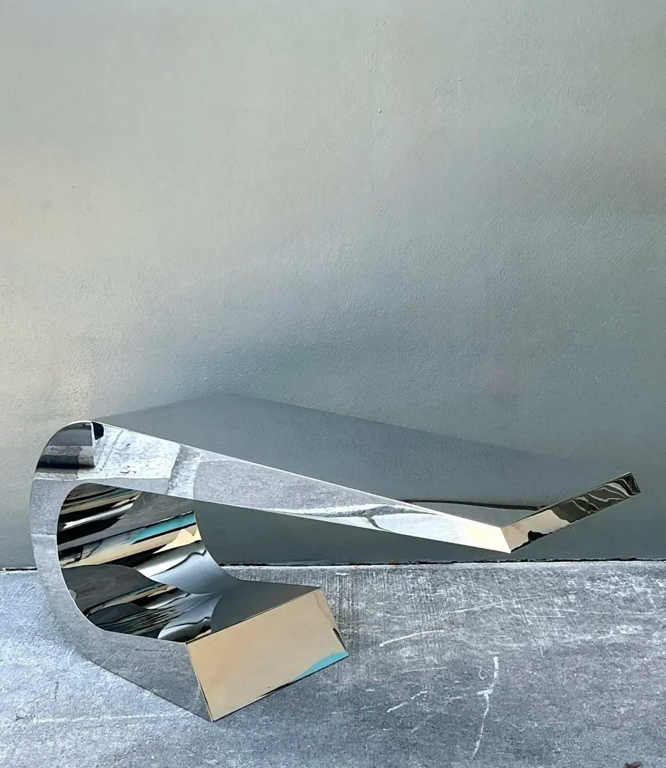 Vintage Italian Polished Chrome Giancarlo Pretazzoli Onda-C Desk — additional photo 8