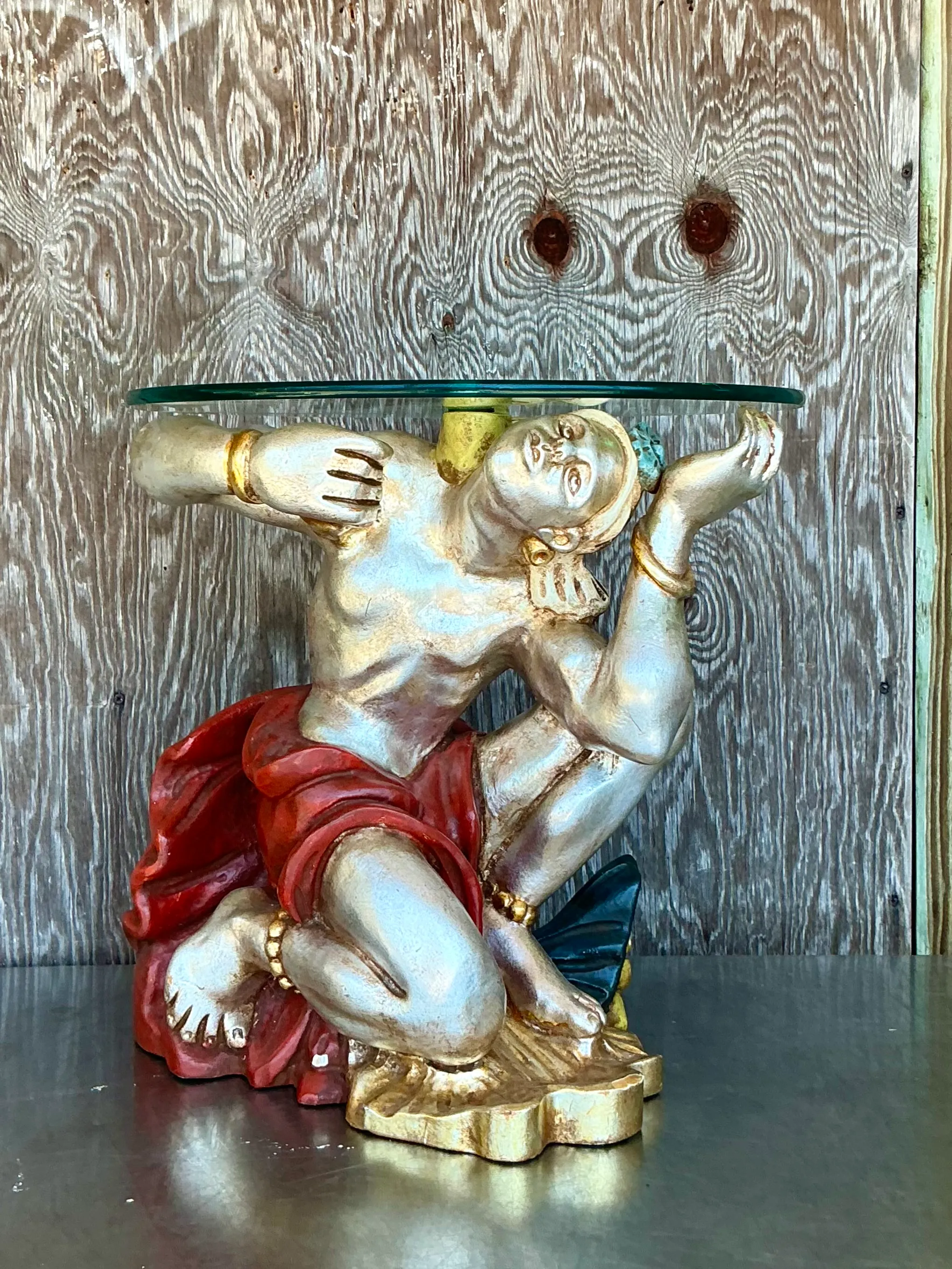 Vintage Italian Polychrome Blackamoor Side Table — additional photo 1