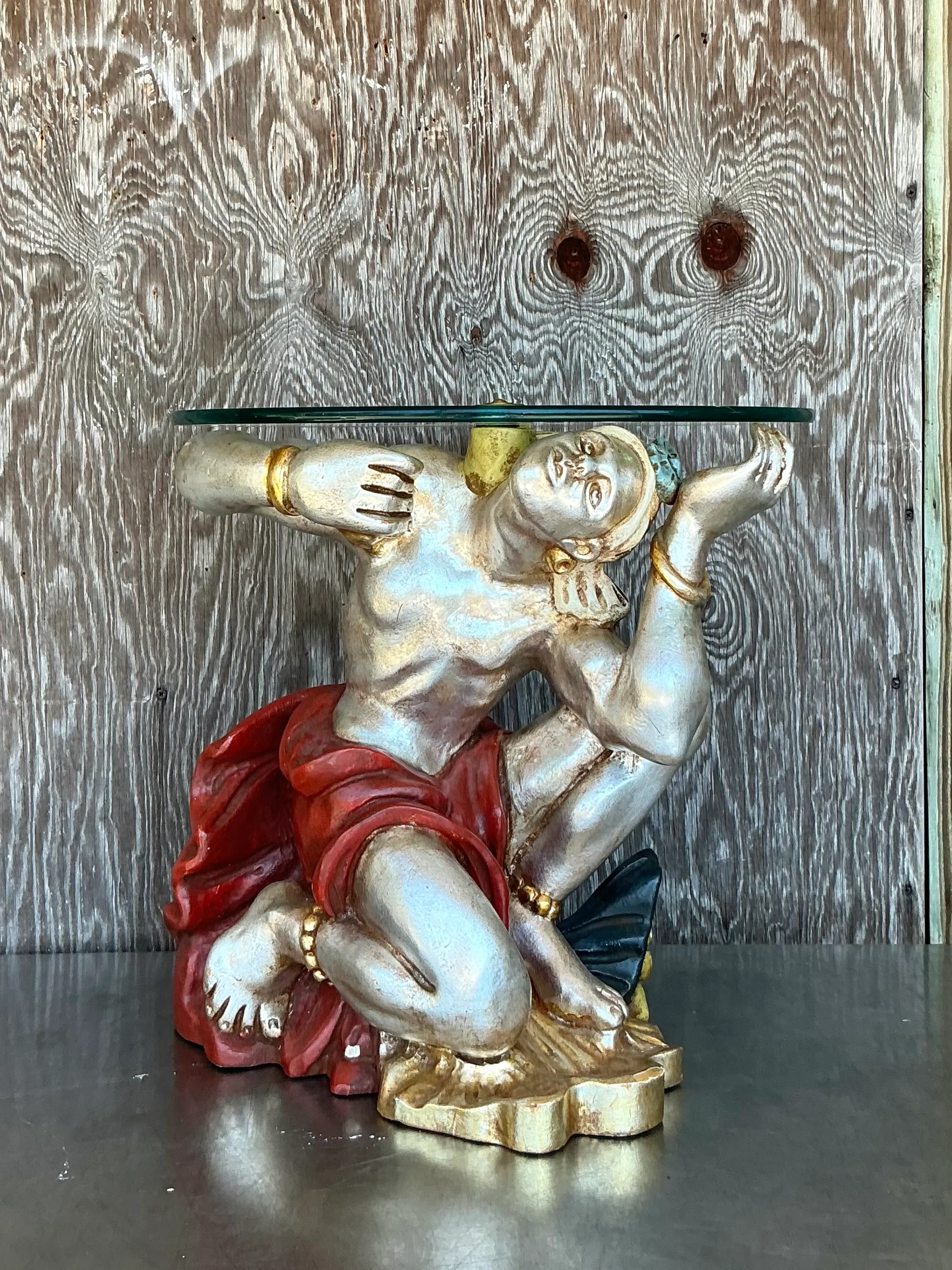 Vintage Italian Polychrome Blackamoor Side Table — additional photo 2