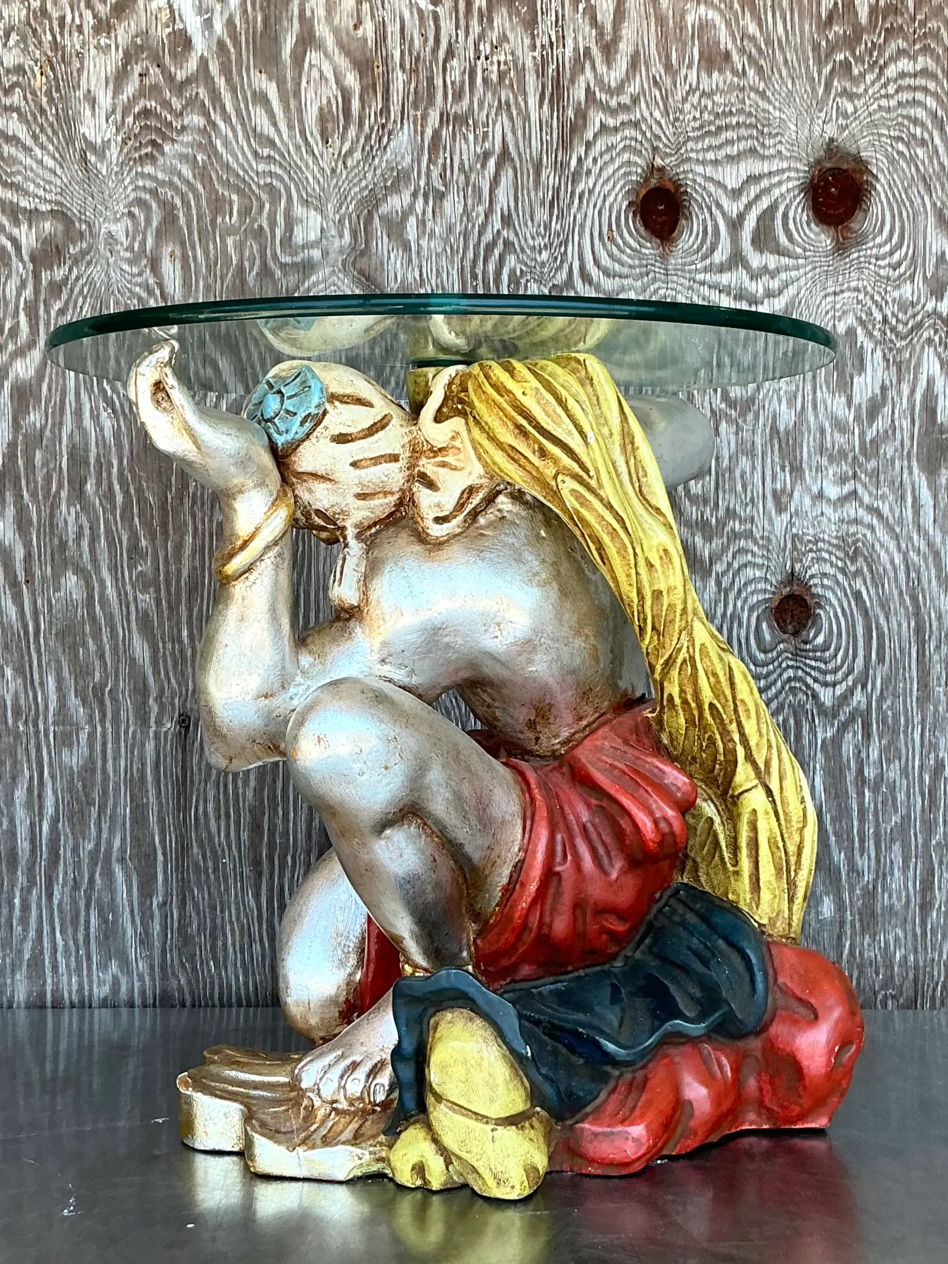 Vintage Italian Polychrome Blackamoor Side Table — additional photo 3