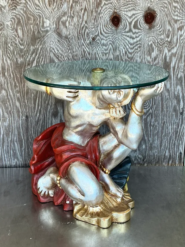 Vintage Italian Polychrome Blackamoor Side Table — additional photo 4