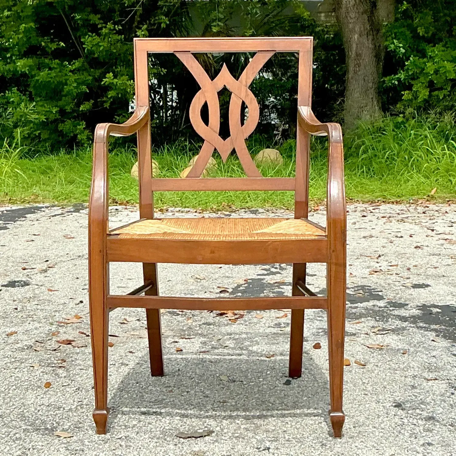 Vintage Italian Rush Seat Arm Chair — additional photo 2