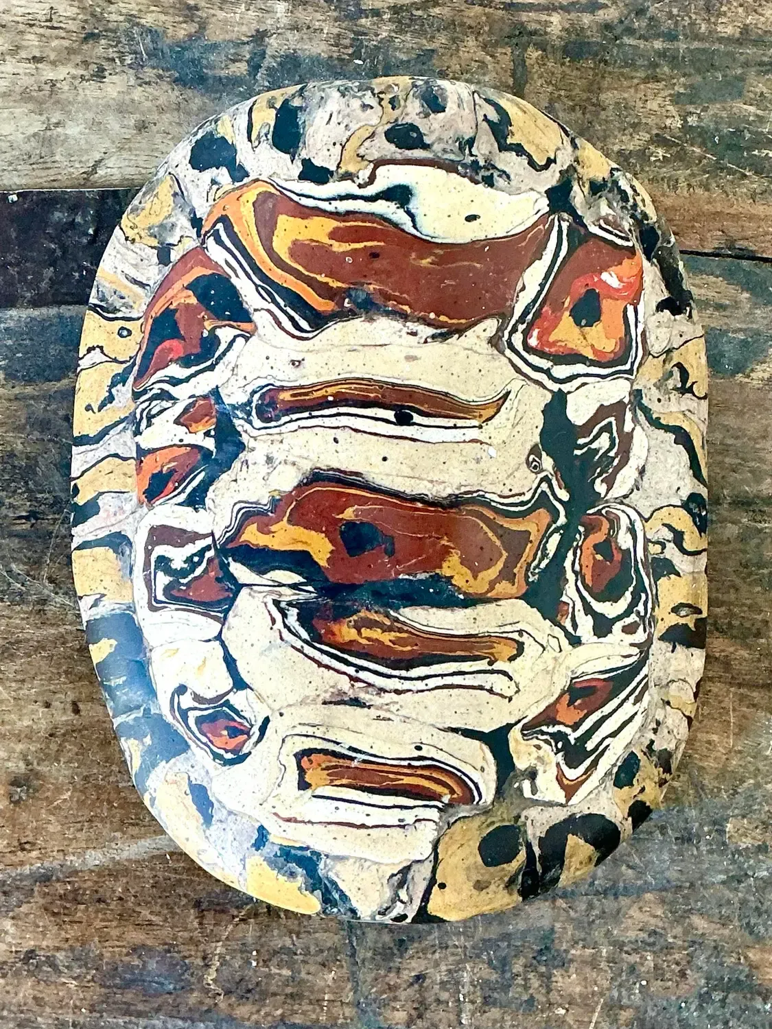 Vintage Italian Scagliola Artisanal Pigmented Plaster Turtle Shell — additional photo 5