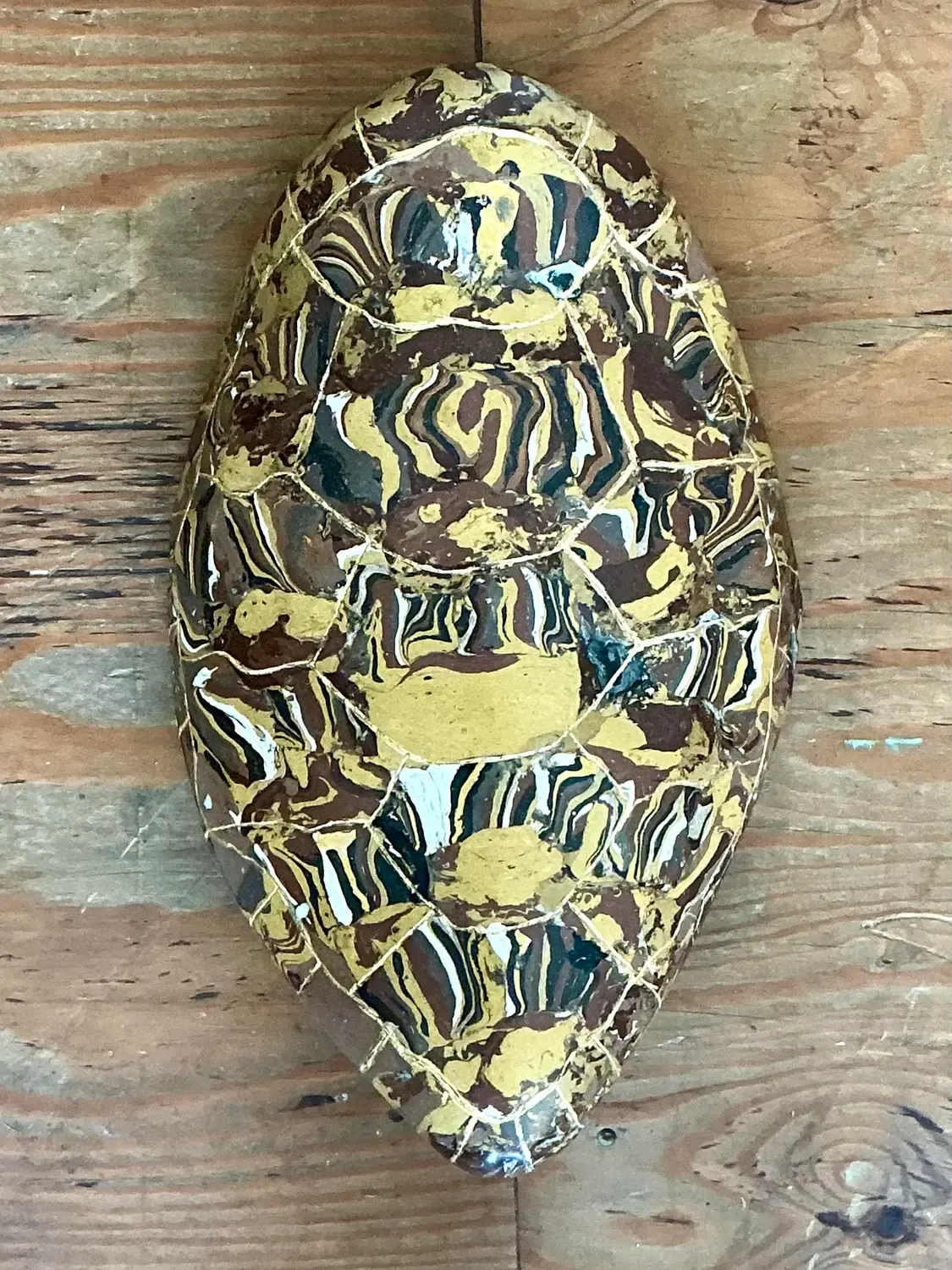 Vintage Italian Scagliola Gilt Tipped Pigmented Plaster Turtle Shell — additional photo 2