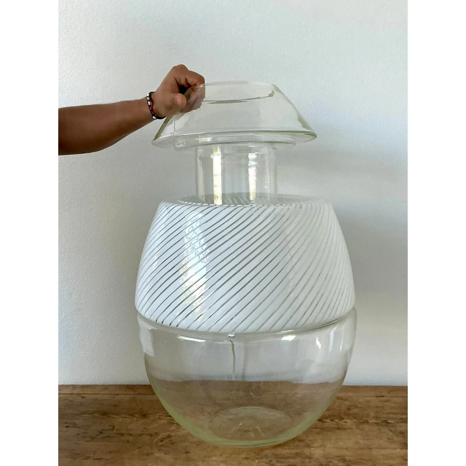 Vintage Italian Stacked Glass Lamps With Built in Vase — additional photo 2