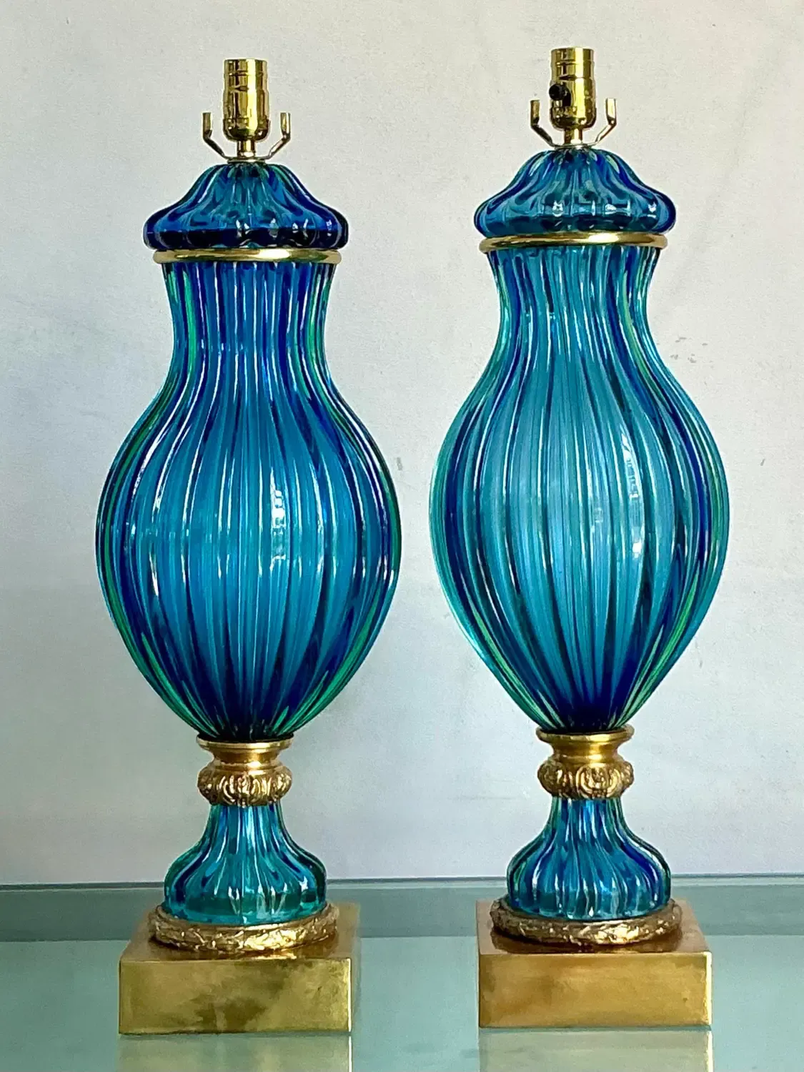 Vintage Italian Swirl Glass Lamps After Murano - A Pair — additional photo 3