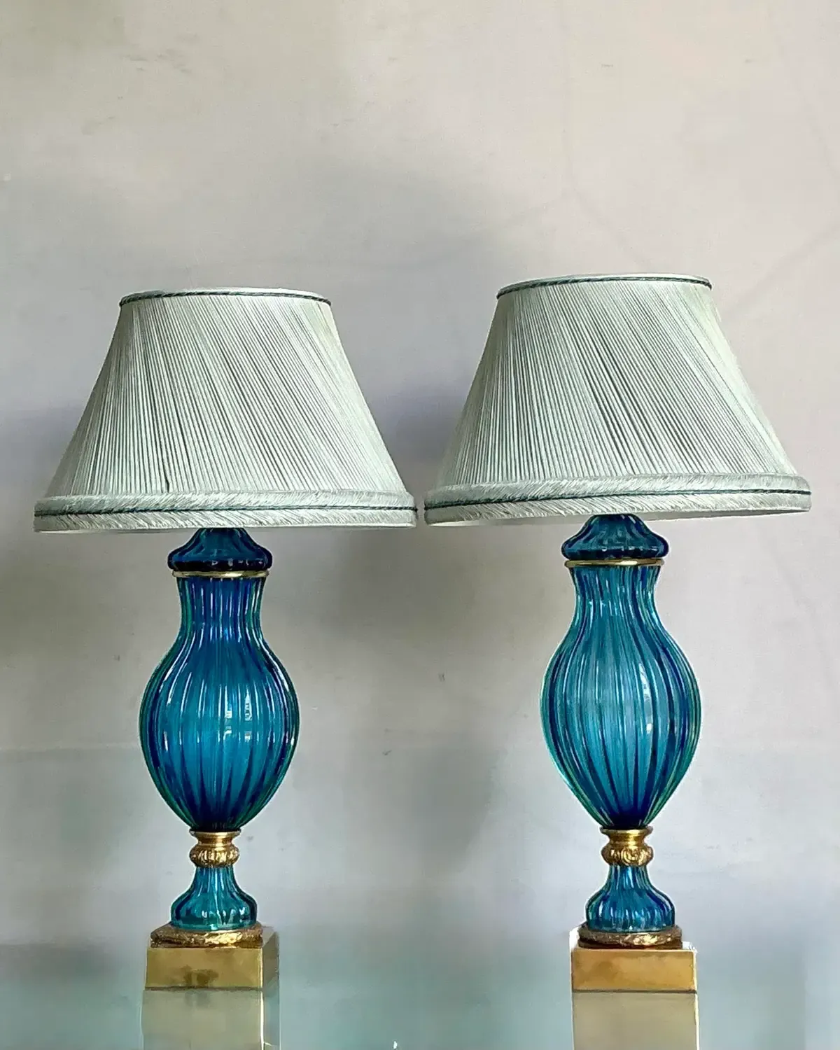 Vintage Italian Swirl Glass Lamps After Murano - A Pair — additional photo 4