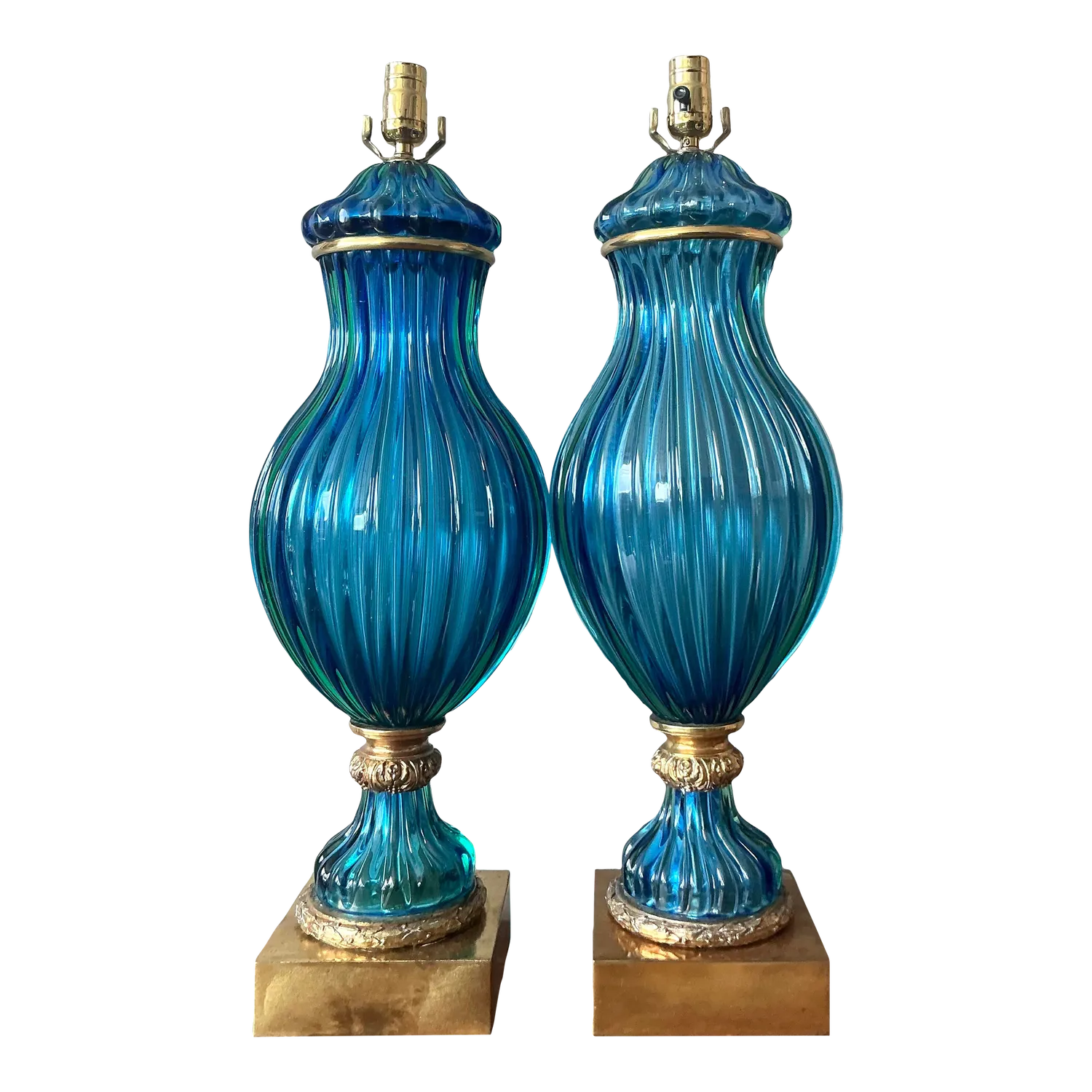 Vintage Italian Swirl Glass Lamps After Murano - A Pair — additional photo 5