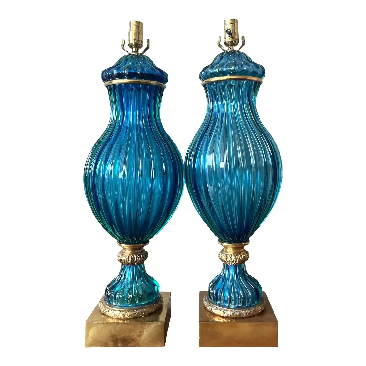 Vintage Italian Swirl Glass Lamps After Murano - A Pair — additional photo 6