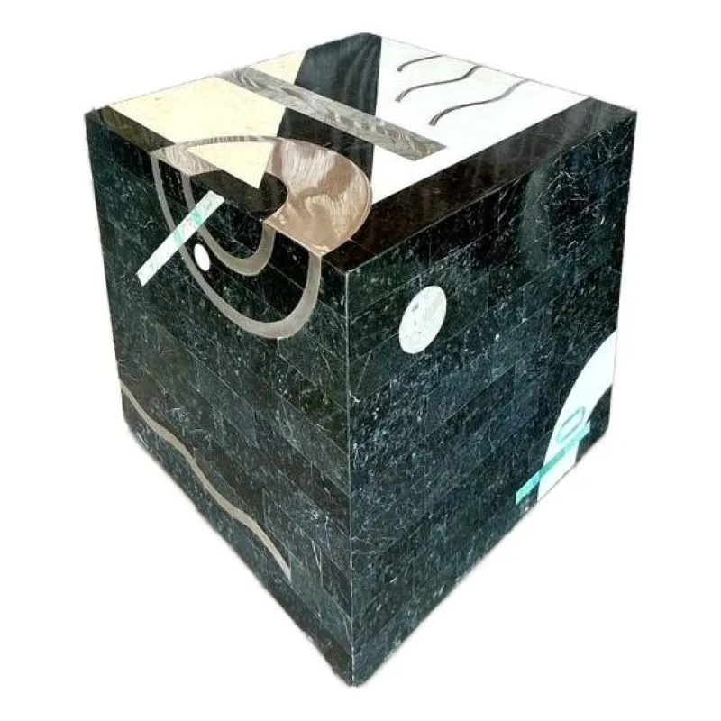 Vintage Italian Tessellated Stone Cube After Oggetti — additional photo 1