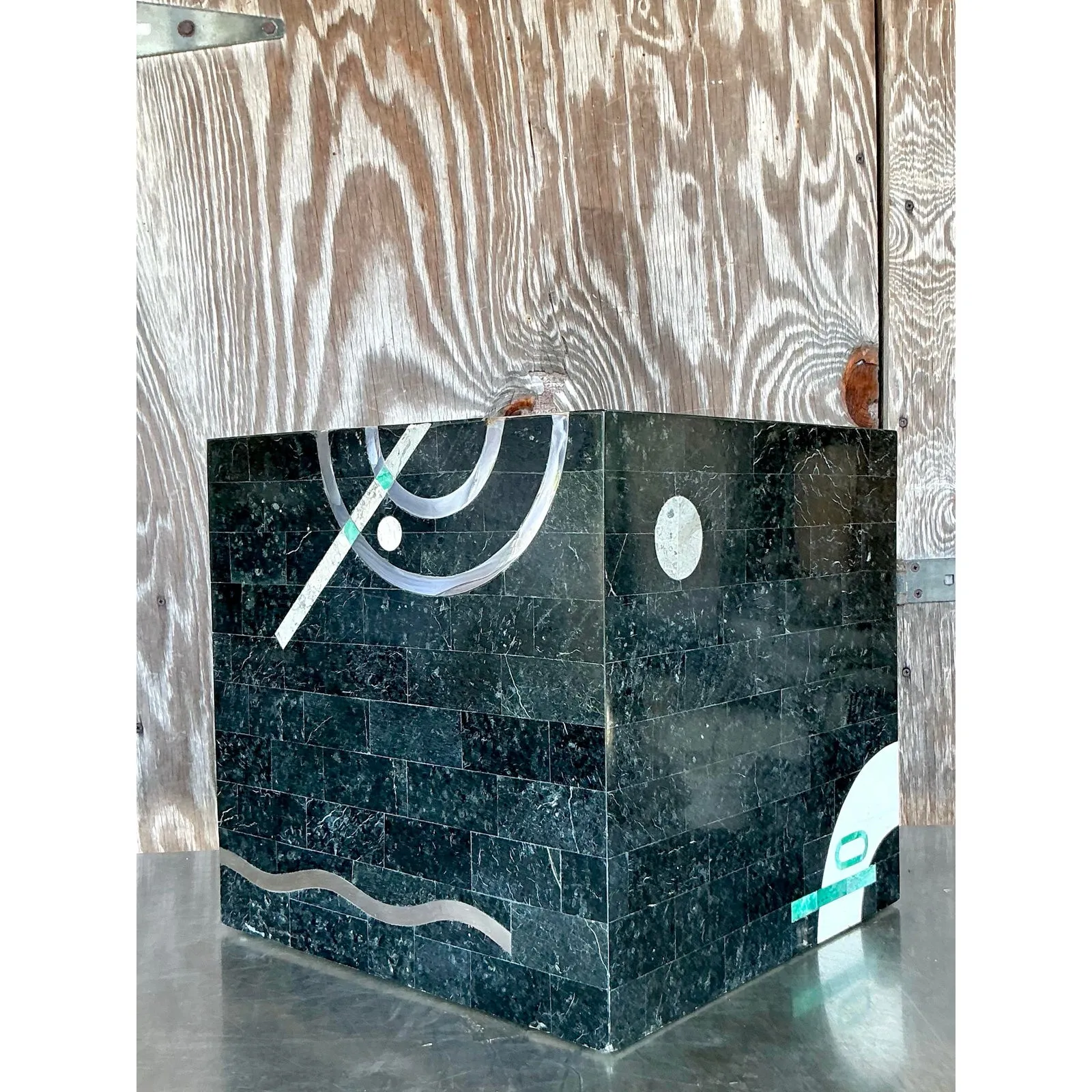 Vintage Italian Tessellated Stone Cube After Oggetti — additional photo 2