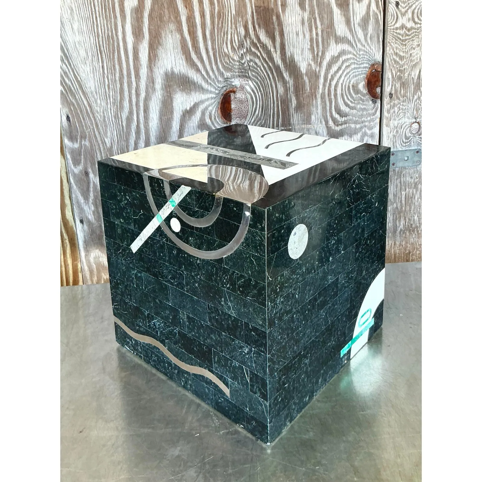 Vintage Italian Tessellated Stone Cube After Oggetti — additional photo 4