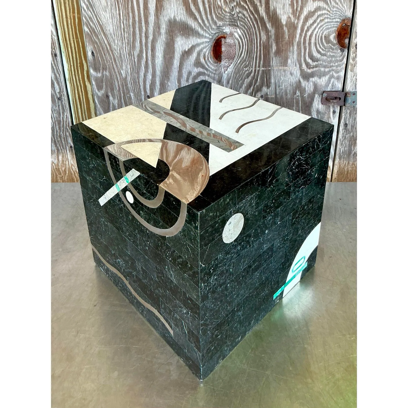 Vintage Italian Tessellated Stone Cube After Oggetti — additional photo 5