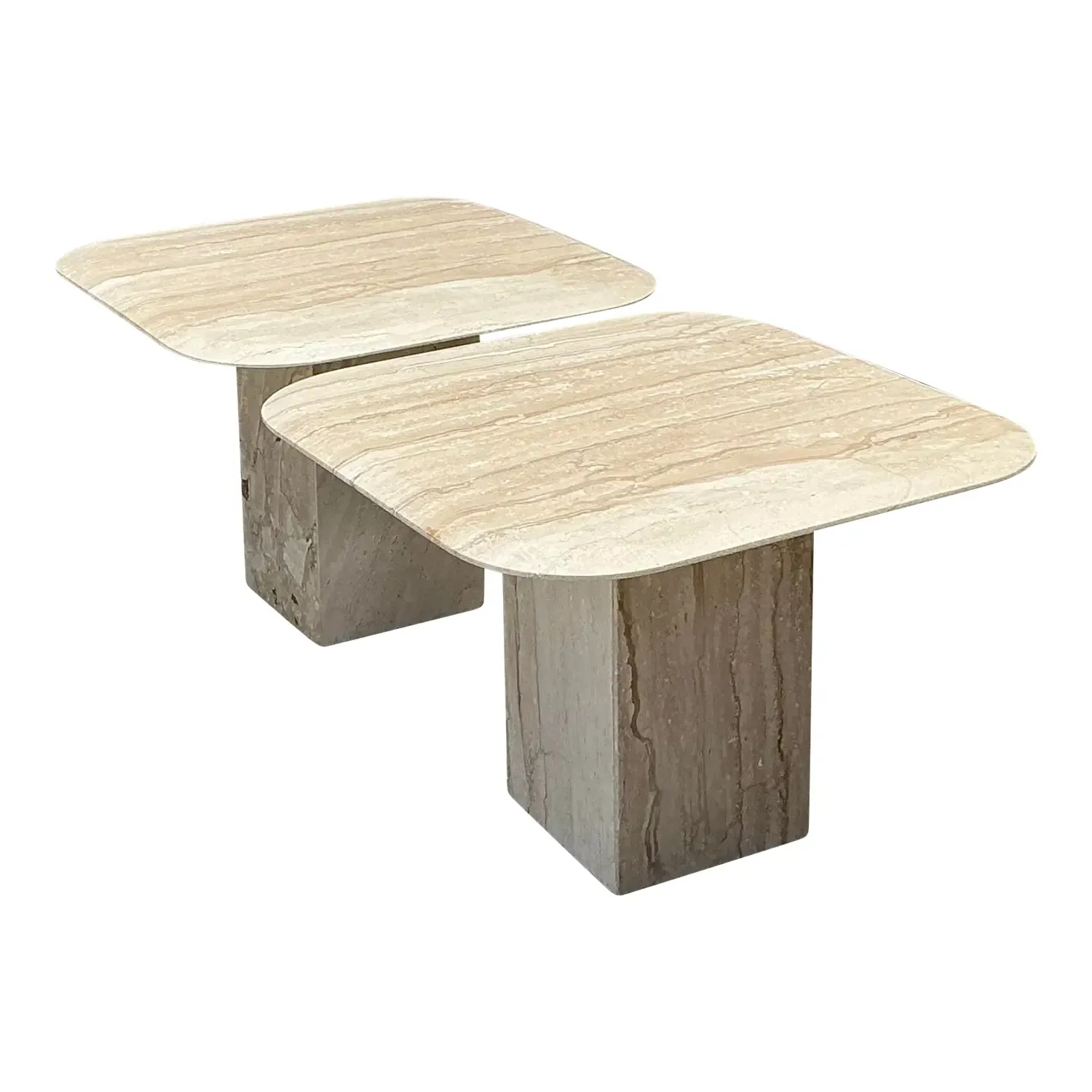 Vintage Italian Travertine Side Tables - A Pair — additional photo 1