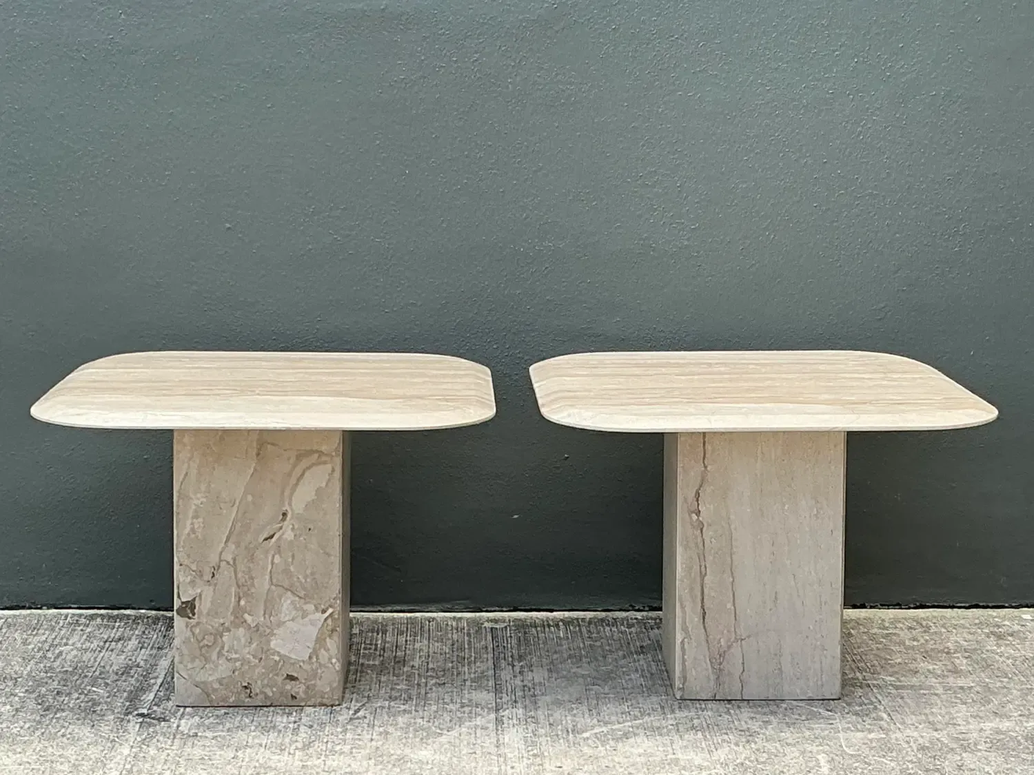 Vintage Italian Travertine Side Tables - A Pair — additional photo 4