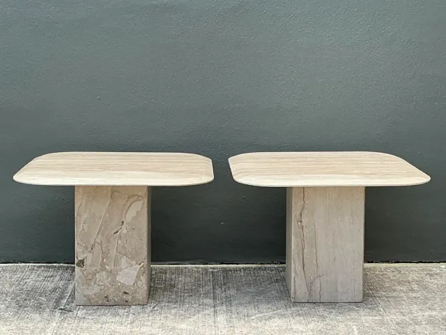 Vintage Italian Travertine Side Tables - A Pair — additional photo 4