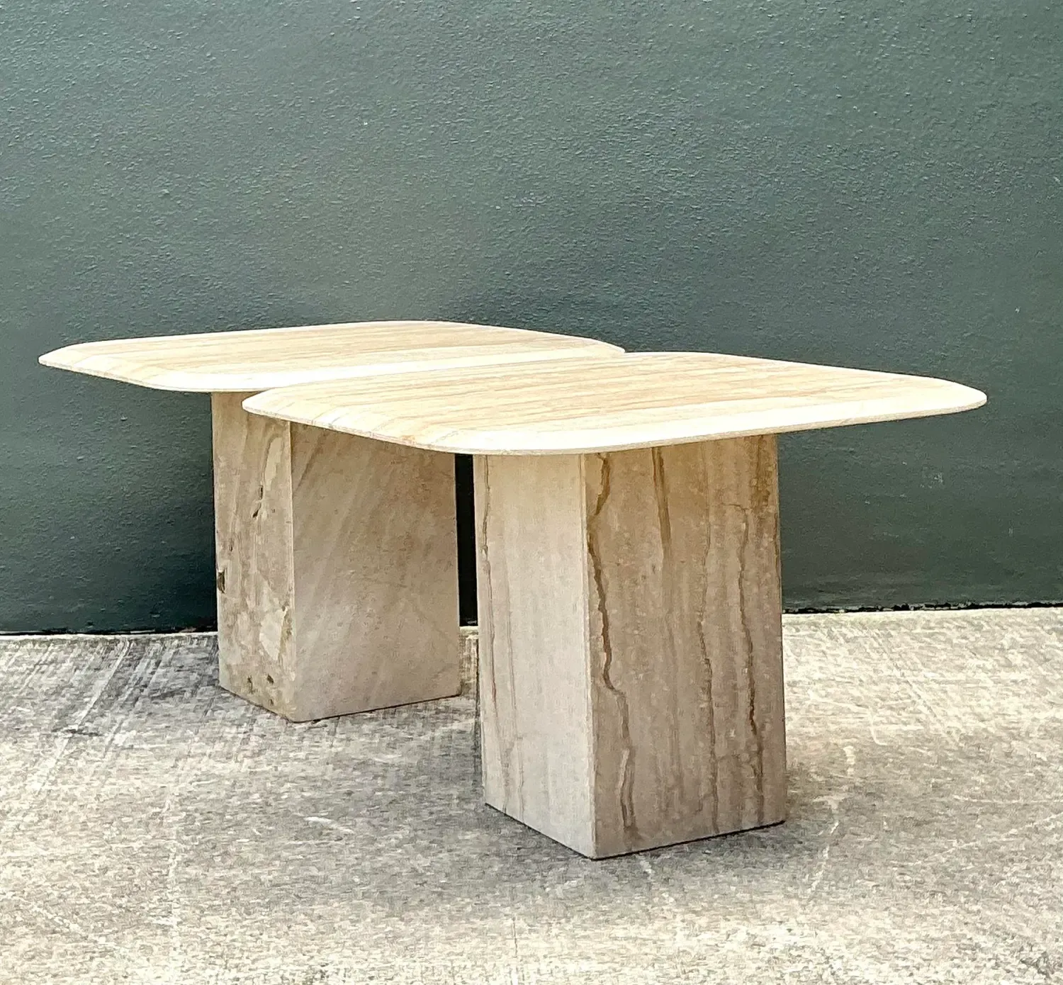 Vintage Italian Travertine Side Tables - A Pair — additional photo 5