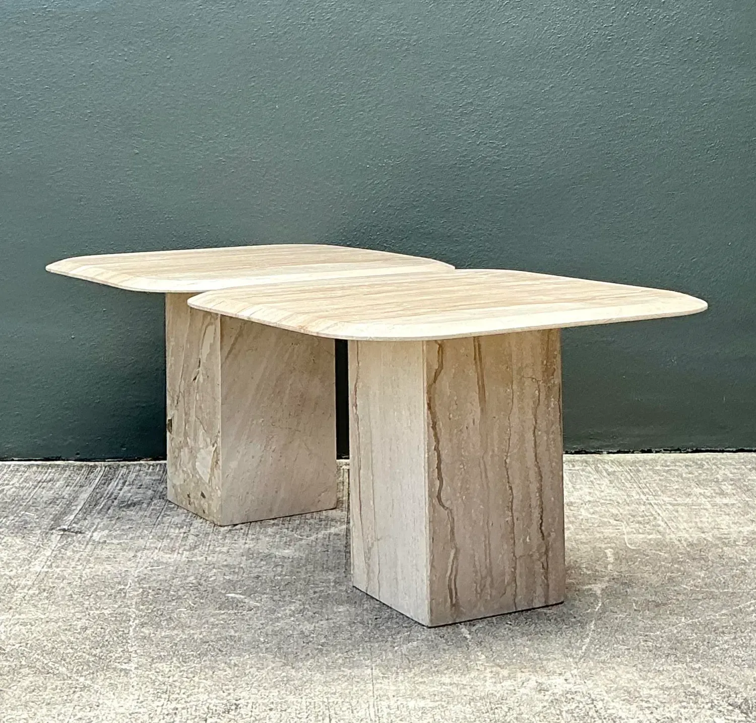 Vintage Italian Travertine Side Tables - A Pair — additional photo 6
