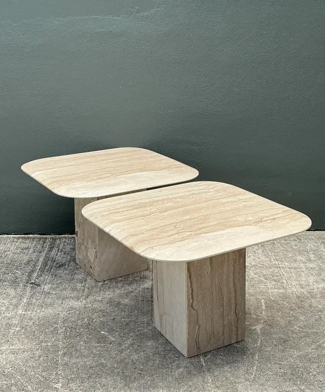 Vintage Italian Travertine Side Tables - A Pair — additional photo 7