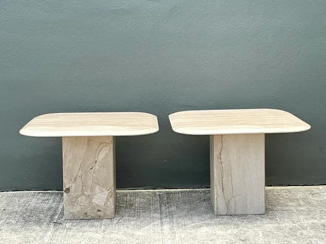 Vintage Italian Travertine Side Tables - A Pair — additional photo 8