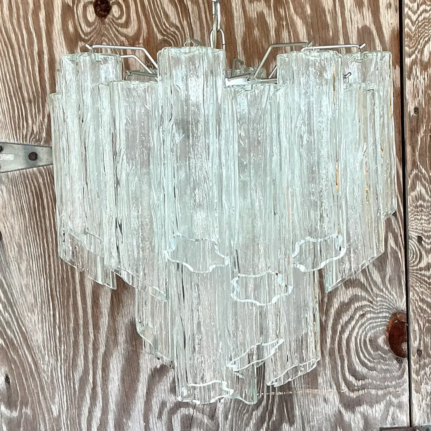 Vintage Italian Tubular Glass Chandelier After Murano — additional photo 1