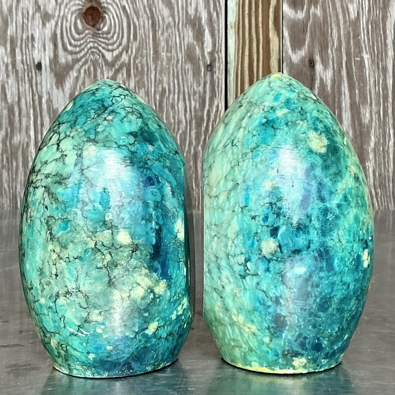 Vintage Italian Turquoise Alabaster Bookends - Set of 2 — additional photo 2