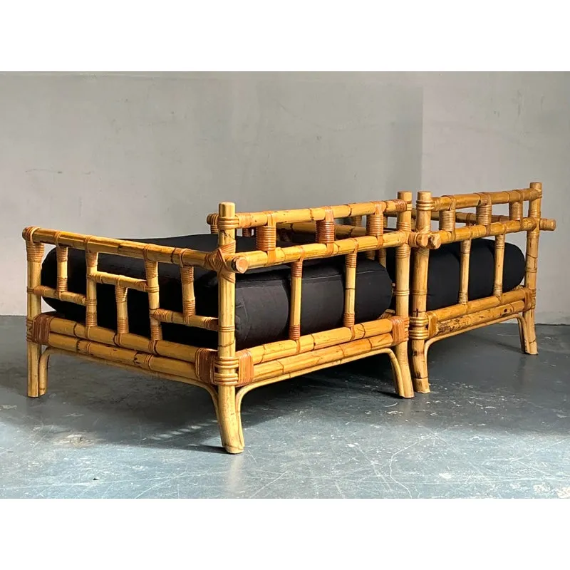 Vintage Italian Vivai Del Sud Rattan Lounge Chairs - A Pair — additional photo 3