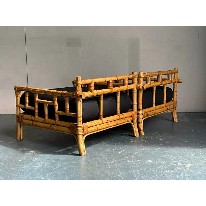Vintage Italian Vivai Del Sud Rattan Lounge Chairs - A Pair — additional photo 7