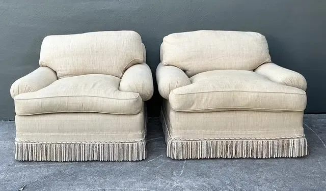 Vintage Jack Phillips Overstuffed Lounge Chairs With Bullion Trim - A Pair — additional photo 3