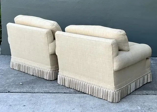 Vintage Jack Phillips Overstuffed Lounge Chairs With Bullion Trim - A Pair — additional photo 4