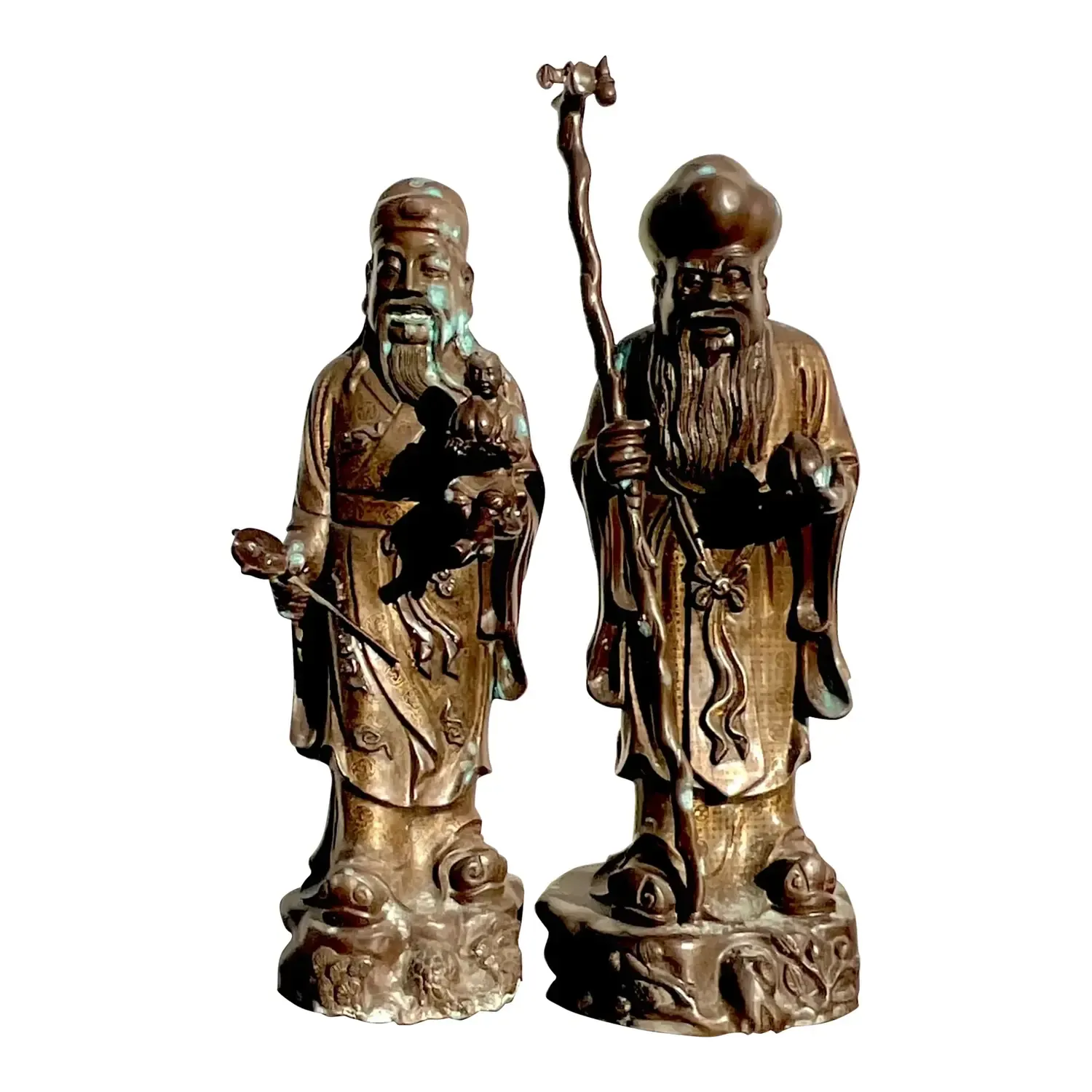 Vintage Japanese Bronze Ancestral Figures - Set of 2 — additional photo 1