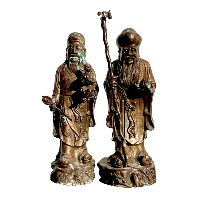 Vintage Japanese Bronze Ancestral Figures - Set of 2 — additional photo 1