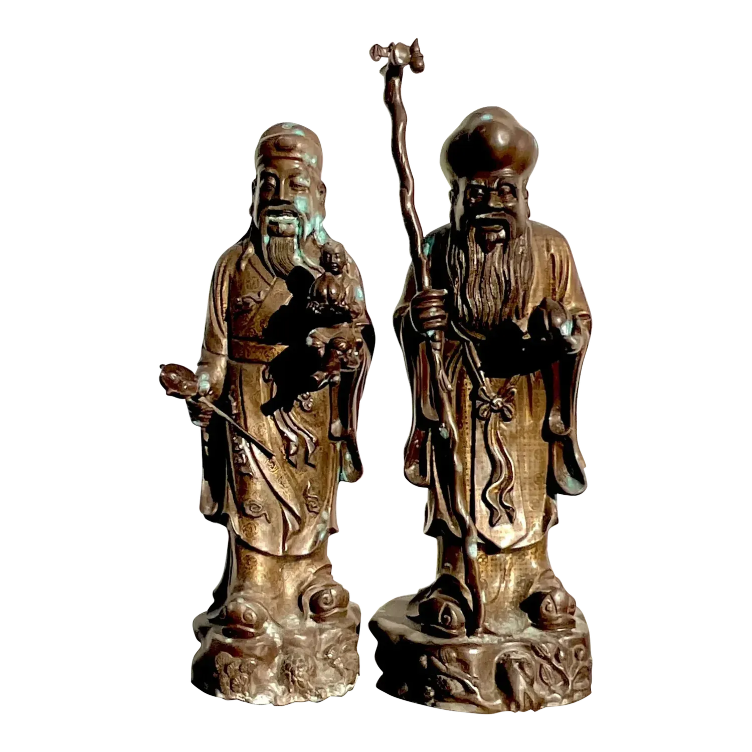 Vintage Japanese Bronze Ancestral Figures - Set of 2 — additional photo 2