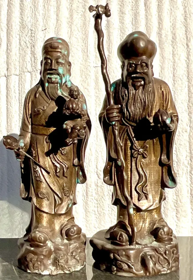 Vintage Japanese Bronze Ancestral Figures - Set of 2 — additional photo 5