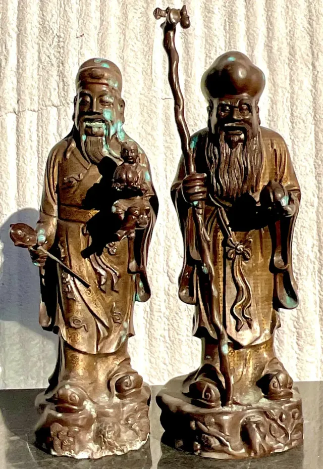 Vintage Japanese Bronze Ancestral Figures - Set of 2 — additional photo 6
