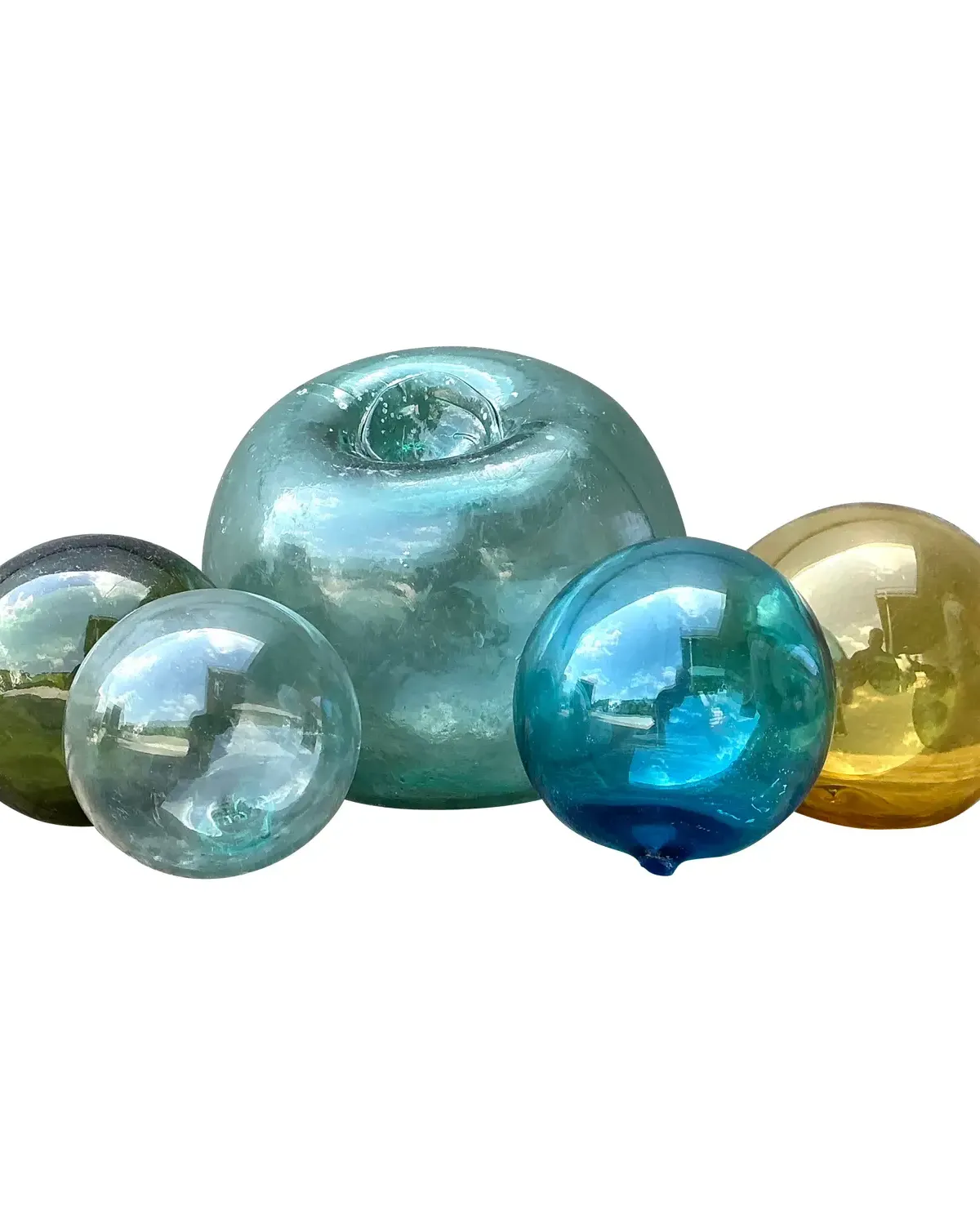 Vintage Japanese Glass Buoys - Set of 5