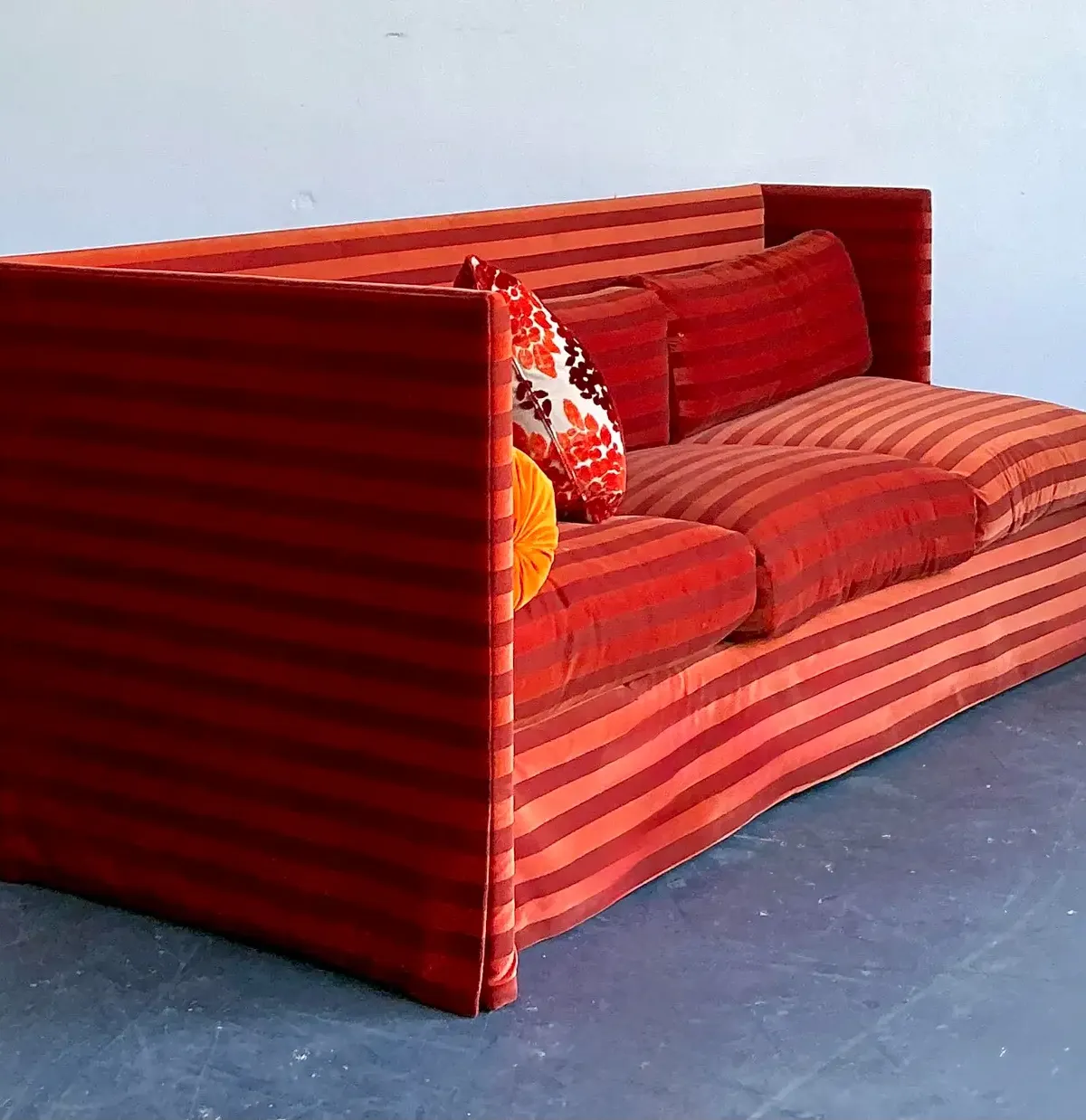 Vintage John Saladino Striped Velvet Sofa