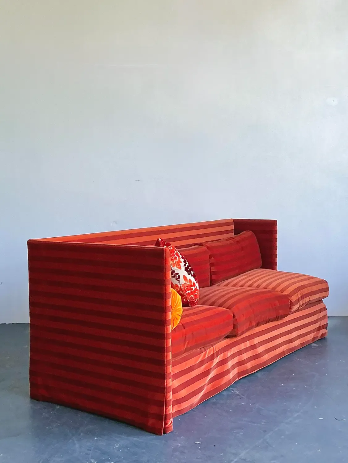 Vintage John Saladino Striped Velvet Sofa — additional photo 2