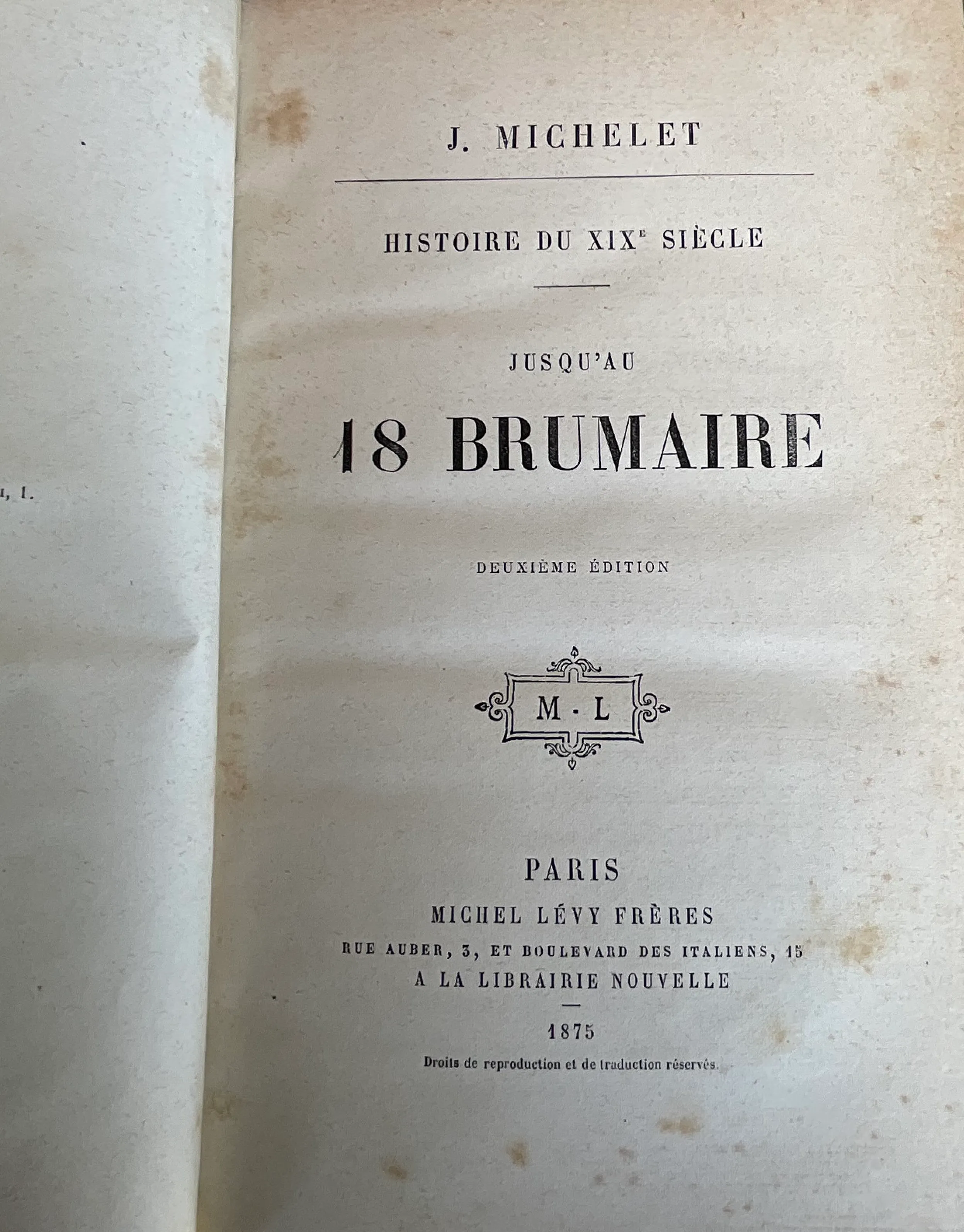 Vintage Jules Michelet – Histoire du XIXe Siècle- 2 Volume Set — additional photo 2